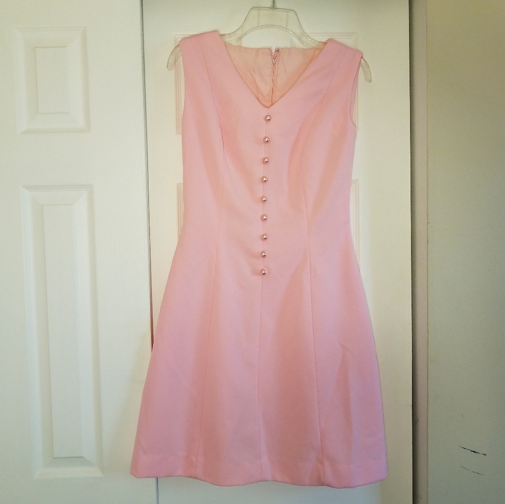Vintage 60s Pink Dress With Matching Scarf Sz. S